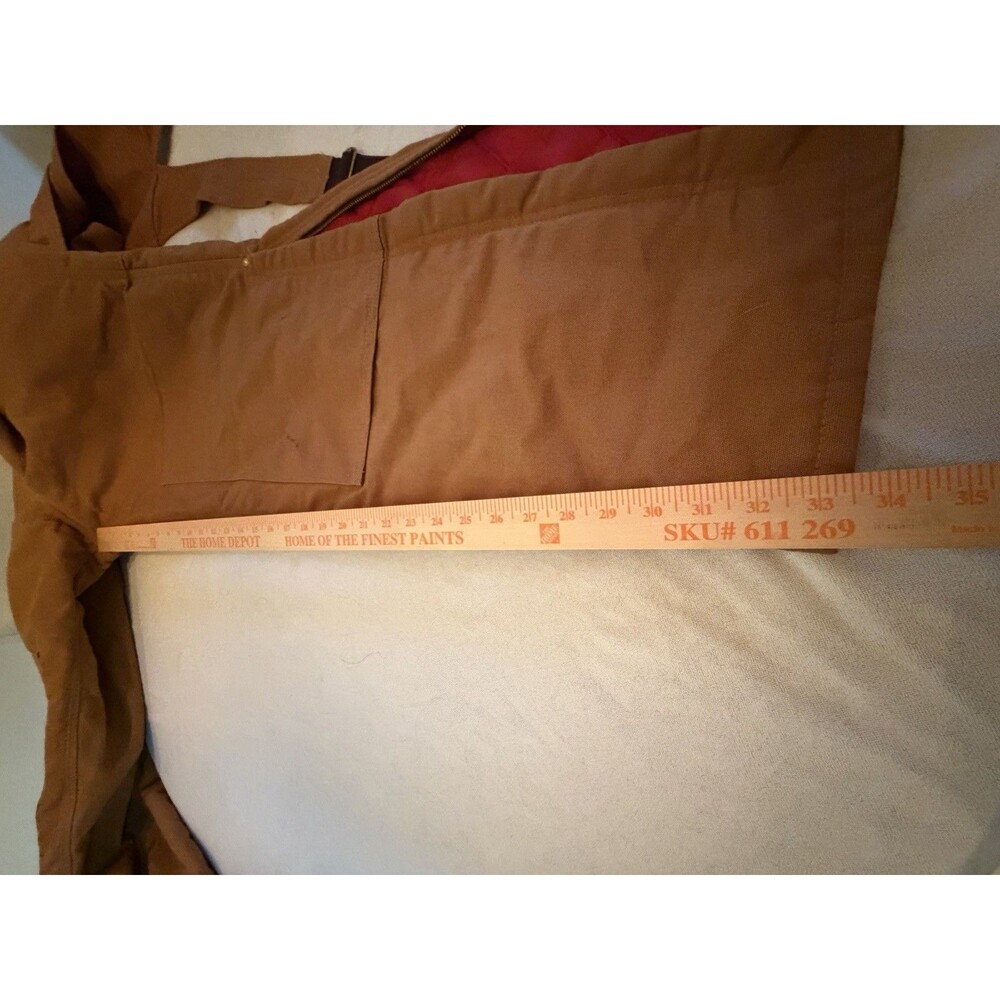 Carhartt Men's Brown Canvas Insulated Bib Overalls Quilted Lined Zip Leg - Picture 5 of 6